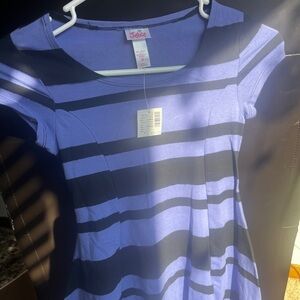 Justice Blue and Black Striped Casual Dress